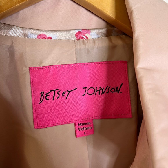 Betsey Johnson Light Pink Trench Coat coquette corset swing twirl sz L jacket - Picture 5 of 16